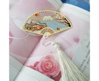Book Mark Electroplate Reusable Folding Fan Shape Chinese Style Graceful Diary Book Marker Stationery Supplies-2#