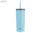 Oasis 600mL Double Wall Insulated Super Sipper Tumbler w/ Straw & Lid - Island Blue