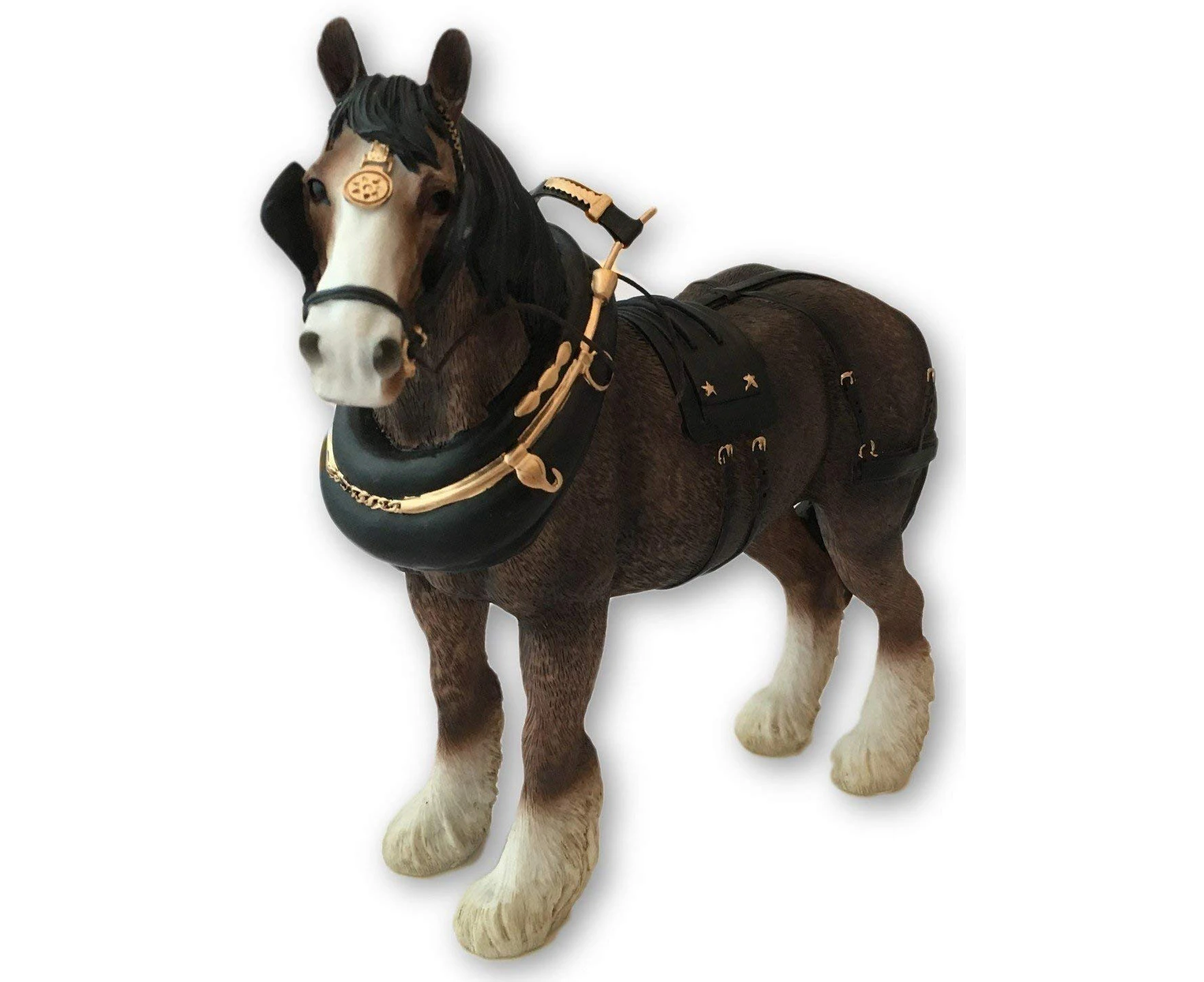 Leonardo Shire Horse With Harness Ornament, Length 23cm