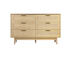 Artiss 6 Chest of Drawers Rattan Tallboy Cabinet Bedroom Clothes Storage Wood
