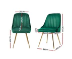 Artiss Set of 2 Dining Chairs Retro Chair Cafe Kitchen Modern Metal Legs Velvet Green