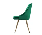 Artiss Set of 2 Dining Chairs Retro Chair Cafe Kitchen Modern Metal Legs Velvet Green