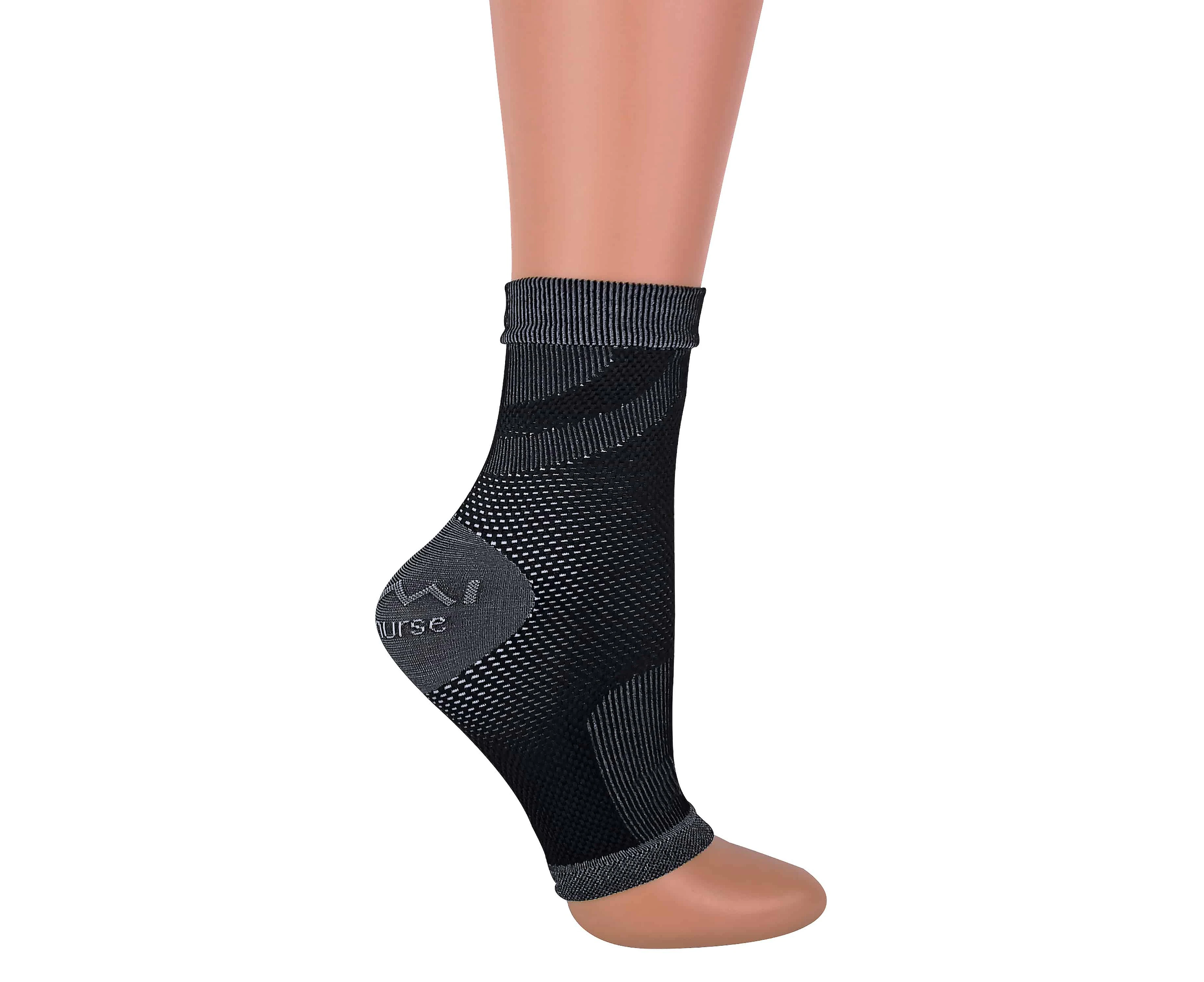 Mens Ladies Pain Relief Plantar Fasciitis Socks with Arch Support - Black