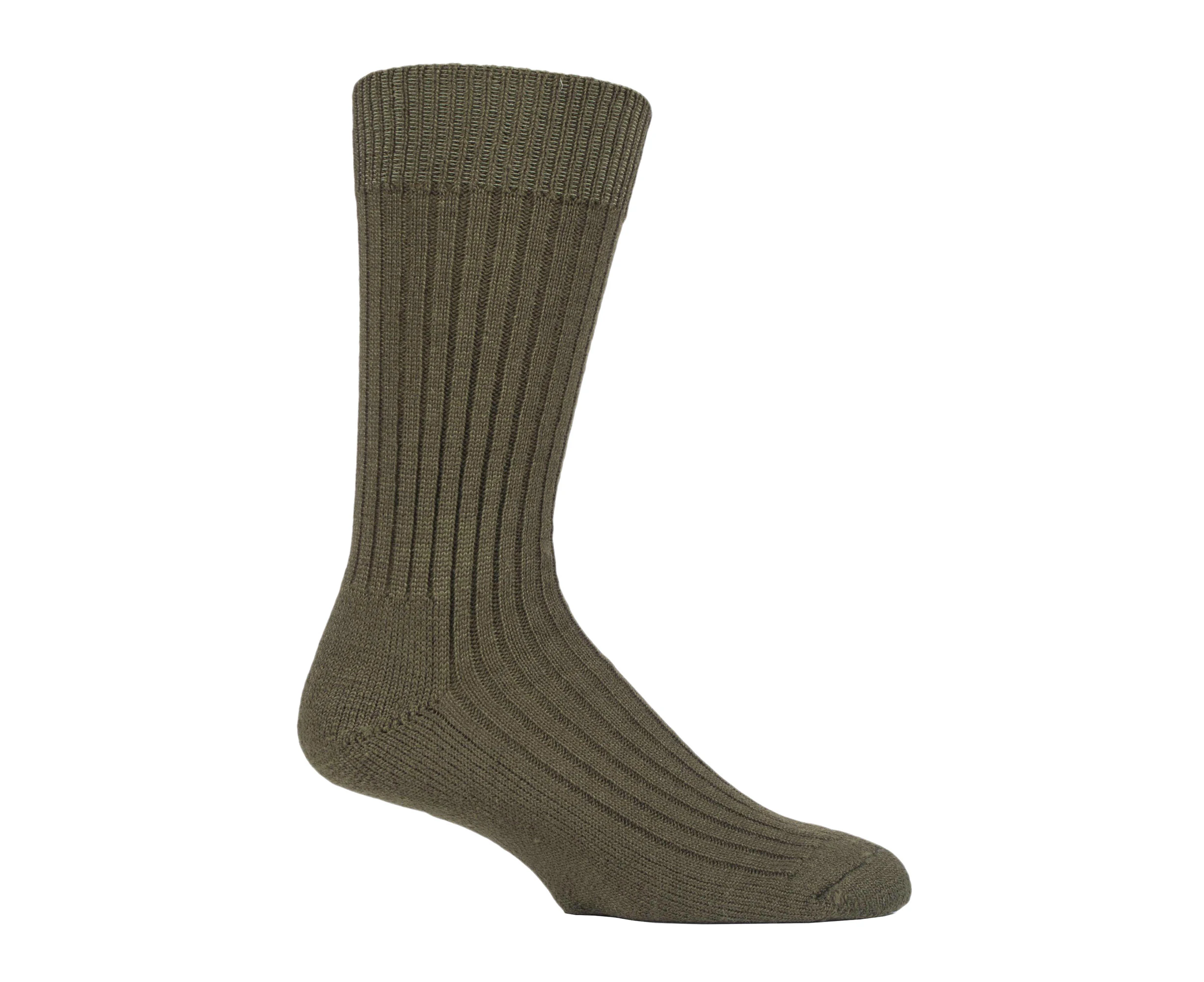 Mens Wool Military Action Army Style Outdoor Walking Socks for Boots - Khaki Green