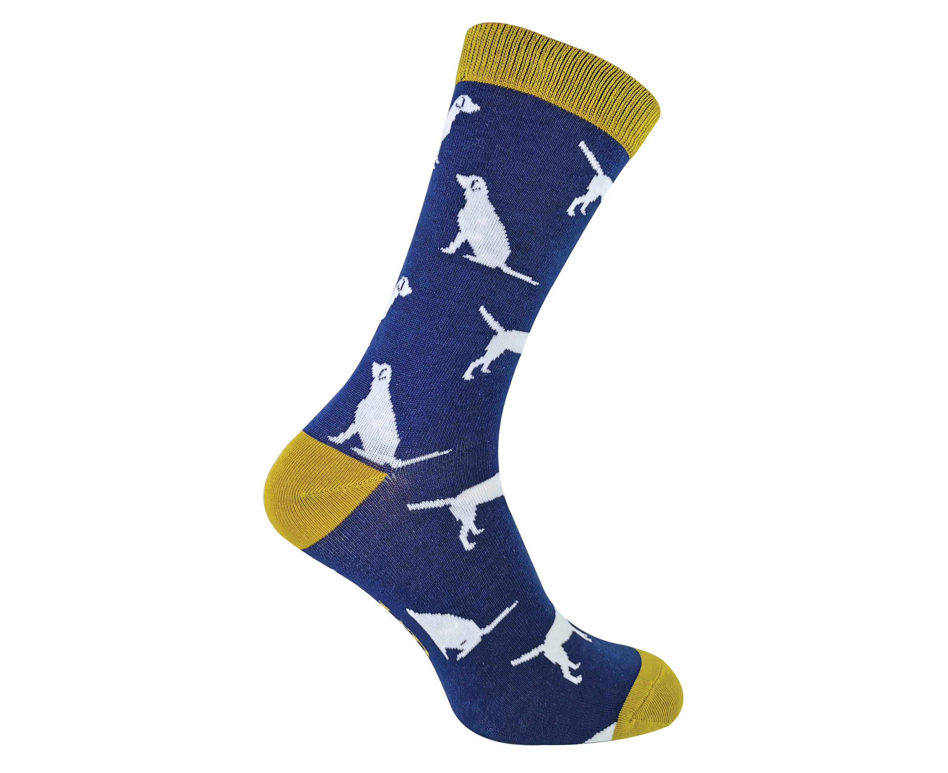 MR HERON - Mens Novelty Bamboo Socks with Dogs On - Labrador (Navy)