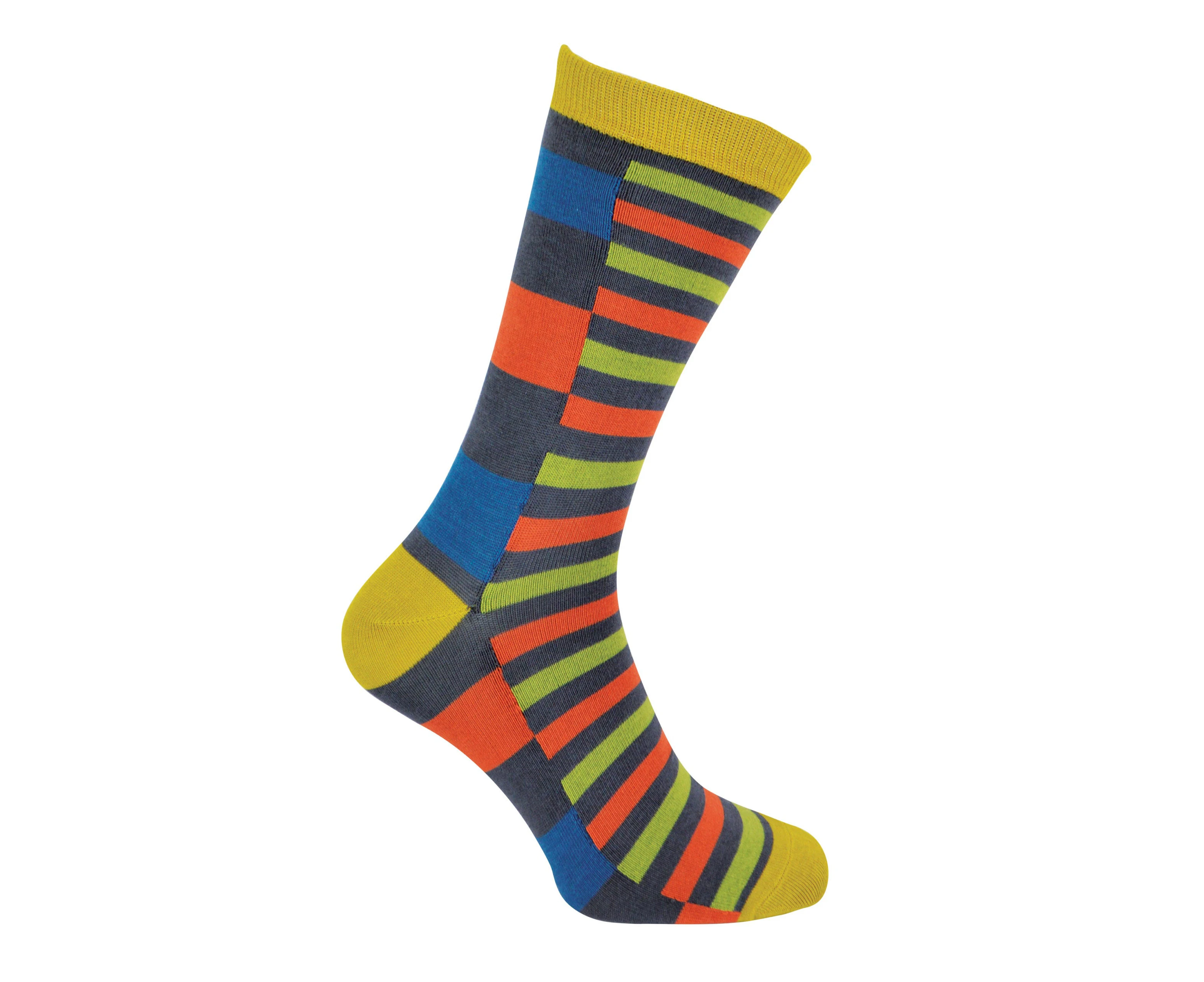 Mr Heron - Mens Bamboo Socks | Novelty Funky Socks | Patterned Argyle Striped Socks | Breathable Soft | Gifts for Him - Stripes (Charcoal)