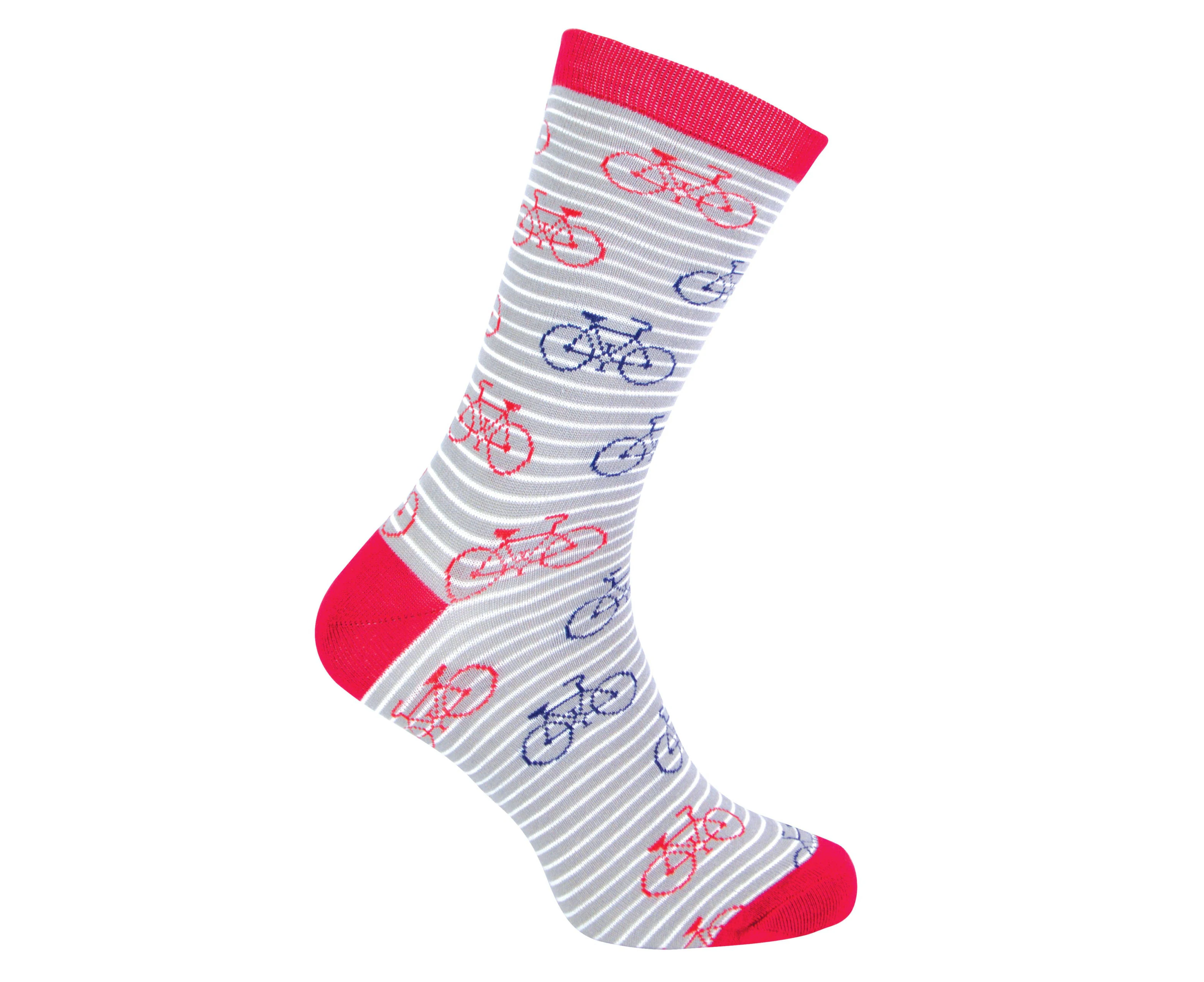 Mr Heron - Mens Bamboo Socks | Novelty Funky Socks | Patterned Argyle Striped Socks | Breathable Soft | Gifts for Him - Bike (Grey)