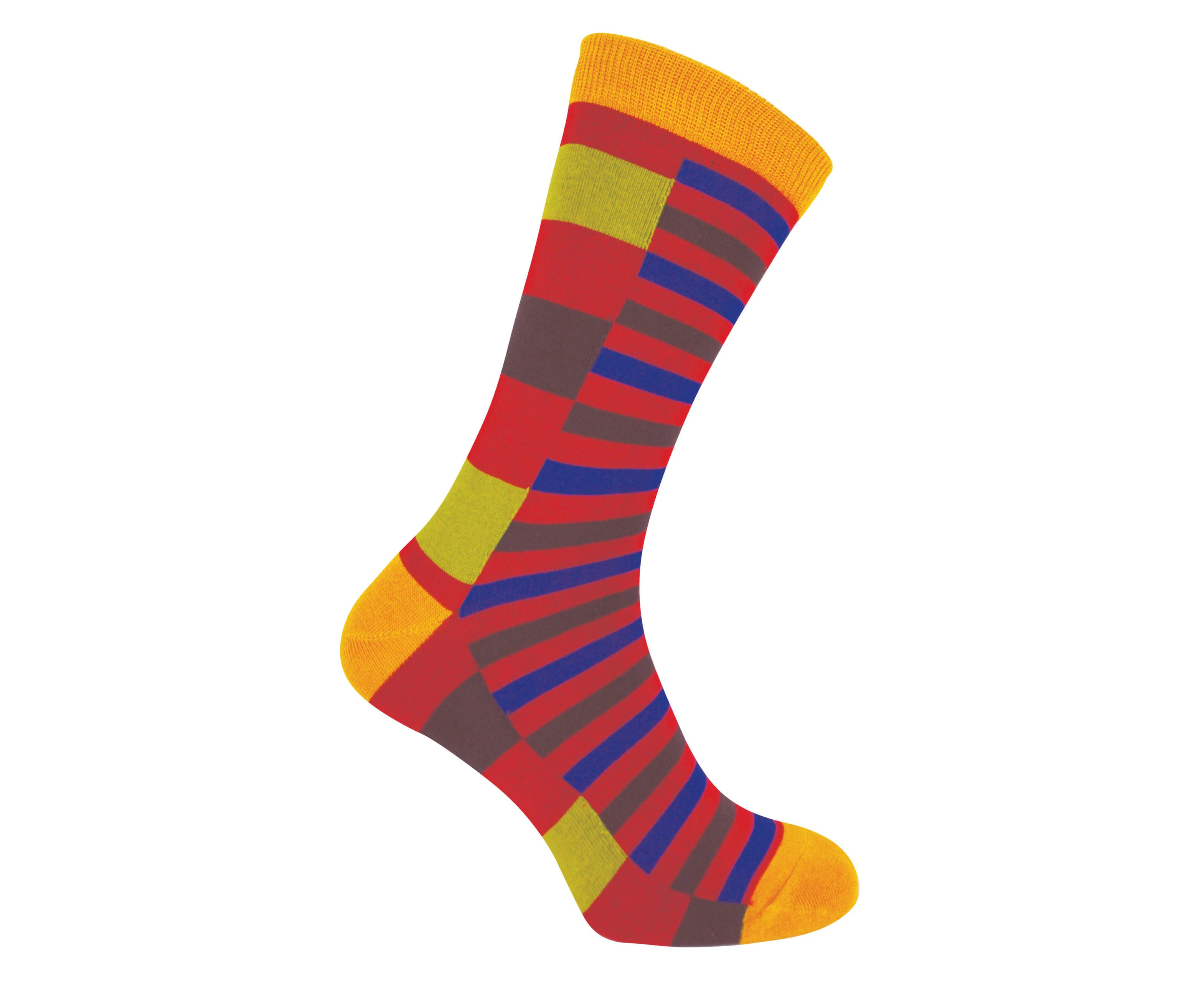 Mr Heron - Mens Bamboo Socks | Novelty Funky Socks | Patterned Argyle Striped Socks | Breathable Soft | Gifts for Him - Stripes (Red)