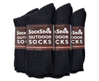 Sock Snob - 12 Pairs Mens Wool Boot Socks for Hiking - Black