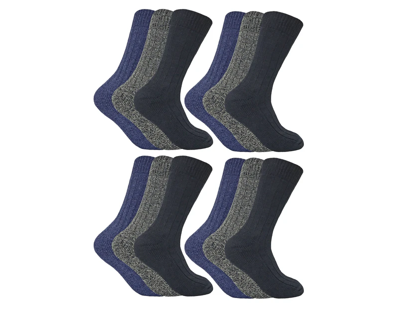 Sock Snob - 12 Pairs Mens Wool Boot Socks for Hiking - Blue