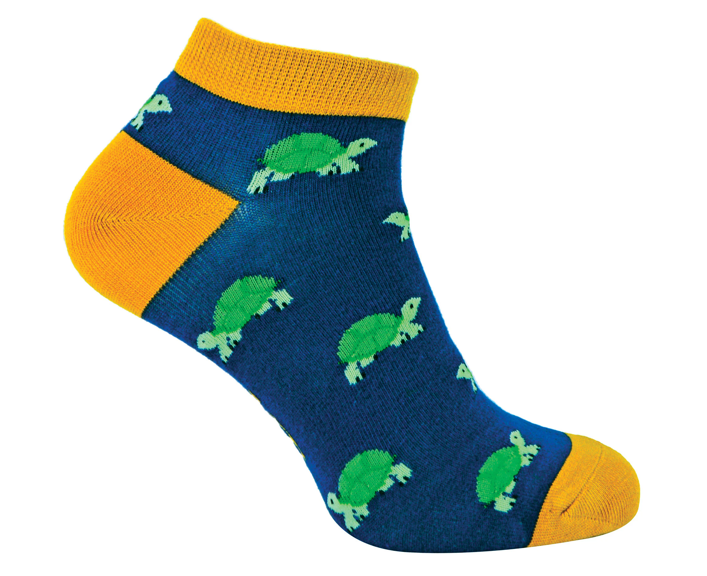 Mens Bamboo Trainer Socks | Mr Heron | Animal Themed Breathable Low Cut Sneaker Socks - Turtles (Navy)