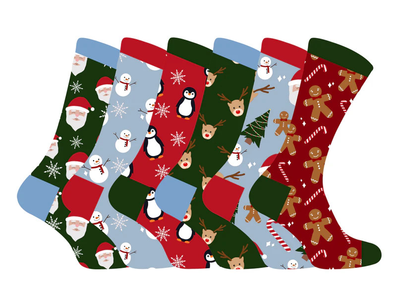 Kids Christmas Socks | Sock Snob | Novelty Fun Pattern Xmas Gift Socks for Boys & Girls - 6 Pack