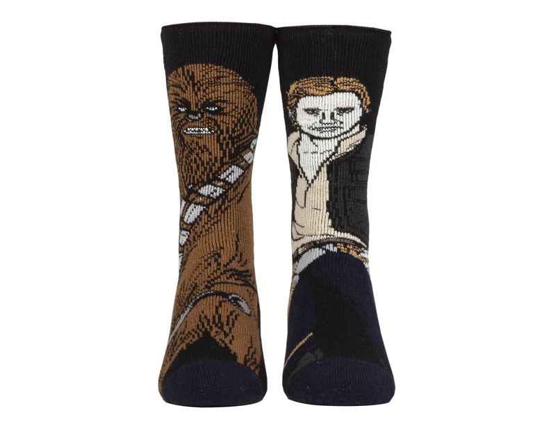 Kids Star Wars Socks | Heat Holders Lite | Winter Novelty Socks for Boys - Chewie & Hans