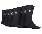 JEFF BANKS - Mens Cotton Ribbed Crew Sport Socks | Multipack | Cushioned Sole - Black