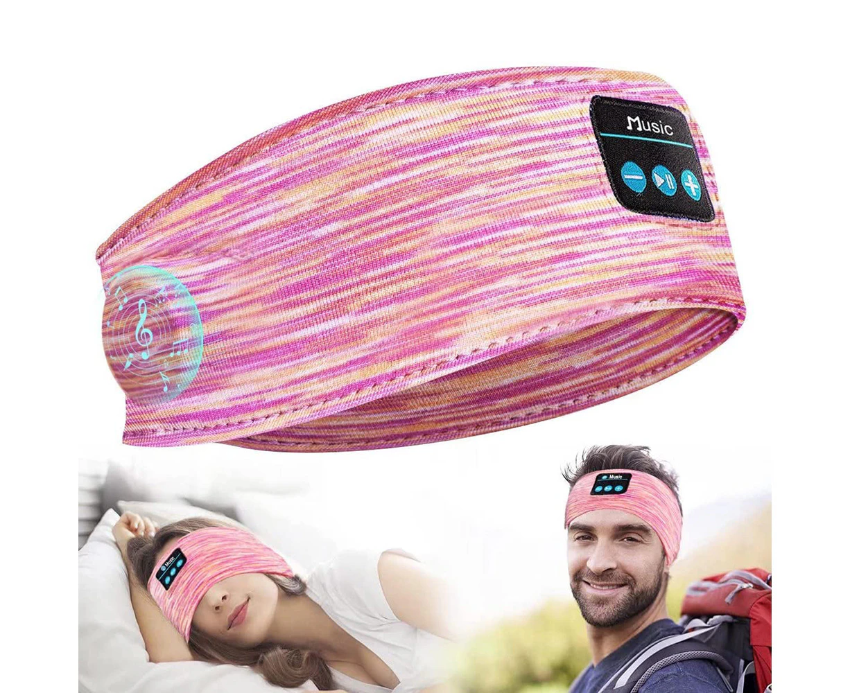 Sleep Mask Headphones Wireless Bluetooth Sports Headband Bass Speakers-Pink