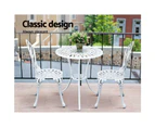 Gardeon 3PC Outdoor Setting Cast Aluminium Bistro Table Chair Patio White