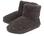 DUNLOP - Mens Furry Sherpa Slipper Boots with Memory Foam Sole | Ankle Boot Slippers - Charcoal