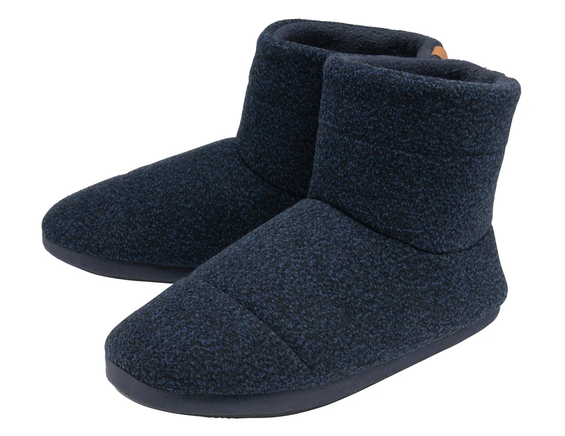Mens Indoor Boot Slippers | Dunlop | Memory Foam | Home House Bedroom | Hard Sole | Great Gift for Him - Navy