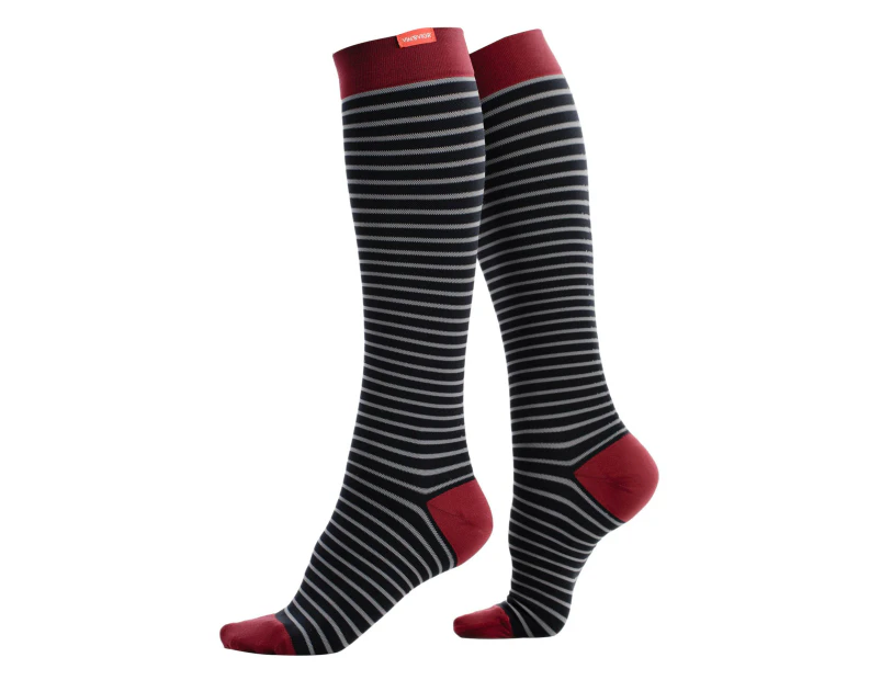 Graduated Compression Socks 30-40 mmhg with Nylon | VIM&VIGR | Men & Women | Multipurpose Socks for Pregnancy, Sports, DVT, Swollen Legs - Black & Grey