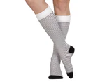 Graduated Compression Socks 30-40 mmhg | VIM&VIGR | Men & Women | Multipurpose Cotton Socks for Pregnancy, Sports, Travel, Swollen Legs - Cream & Black