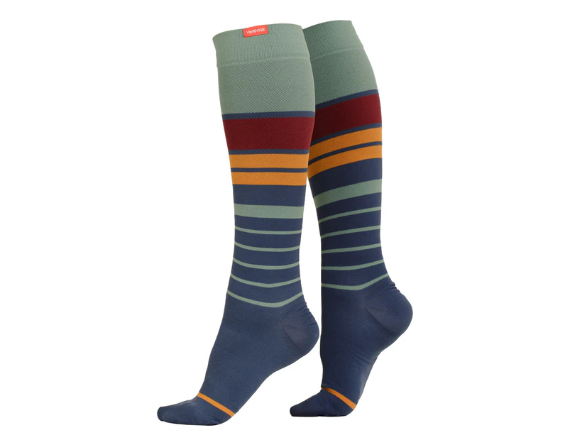 Graduated Compression Socks 20-30 mmhg with Nylon | VIM&VIGR | Men & Women | Socks for Pregnancy, Sports, Travel, Swollen Legs - Slate Blue & Maroon