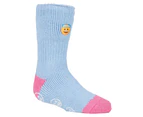 Heat Holders - Childrens Character Non Slip 2.3 TOG Winter Warm Thermal Slipper Socks with Grippers - Emoji Angel Face