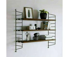 3 Tier Heavy Duty Iron Frame Adjustable Wood Floating Shelf Bookshelf Wall Storage Unit