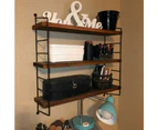 3 Tier Heavy Duty Iron Frame Adjustable Wood Floating Shelf Bookshelf Wall Storage Unit