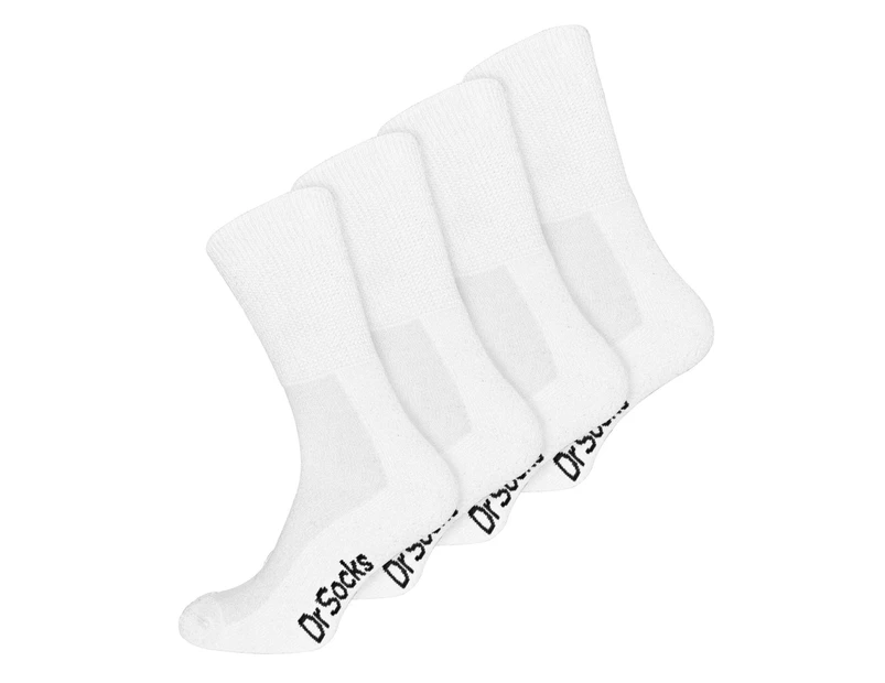 4 Pair Multipack Mens Bamboo Diabetic Socks | Dr.Socks | Non Elastic Extra Wide Diabetic Socks for Swollen Feet - White
