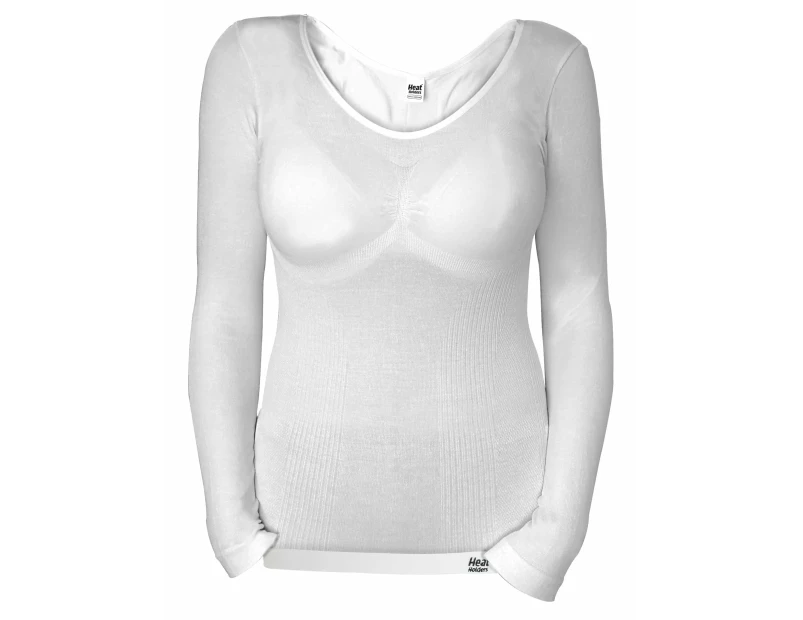 Heat Holders - Ladies Cotton Thermal Underwear Long Sleeve Top Vest - White