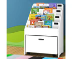 Keezi Kids White Bookshelf Storage Organiser Bookcase Drawers Children Shelf