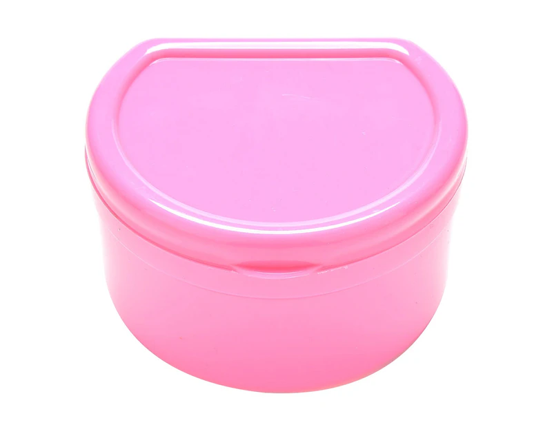 Dental Health Orthodontic Retainer Denture Storage Box Mouthguard Container Case-Pink