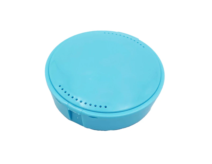 Orthodontic Retainer Box Wear-Resistant Vent Hole Design with Mirror Dental Mouthguard Denture Holder Mouthpiece Case for Unisex-Light Blue