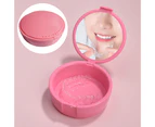 Denture Box Anti-crack with Mirror Convenient Effective Portable Health Accessory Professional Mouth Guard Brace Teeth Tray Retainer Case for Travel-Pink