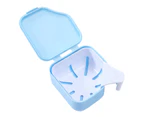 Denture Storage Box Anti-crack Store Dentures Professional Double Drain Easy to Use Denture Care Box for Cleaning Denture-Blue
