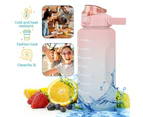 2L Sports Water Bottle Large Capacity Straw Time Motivational Drinking Bottle Fitness Gym - Pink Blue