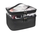 Toiletry Bag Double Layer Cosmetic Bag Transparent Large Travel Makeup Bag Organizer Wash Bag for Men & Women Premium Quality Wash Bag - Black