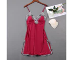 Sexy Bra Solid Color Lace Hollow Bodysuit Sling Bras Underwear for Spring - Red