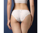 3Pcs/Set Underwear Close-fitting Visual Experience Spandex See-through Bra Three-piece Suit for Bedroom - White