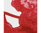 1 Set Bra Briefs Letters Print Strappy Sleepwear Sexy Spaghetti Strap Underwear Suit for Bedroom - Red