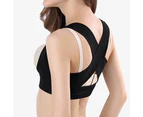 Body Shaper Adjustable Buckle Cross Traction Gathering Breathable Support Back Shoulder Brace Front Closure Improve Posture Chest Brace for Daily Wear - Black