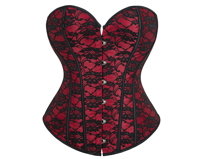 Waist Cincher Renaissance High Waist Backless Sleeveless Bandage Royal Style Lace Up Front Closure Adjustable Waist Bustiers for Dating - Dark Red
