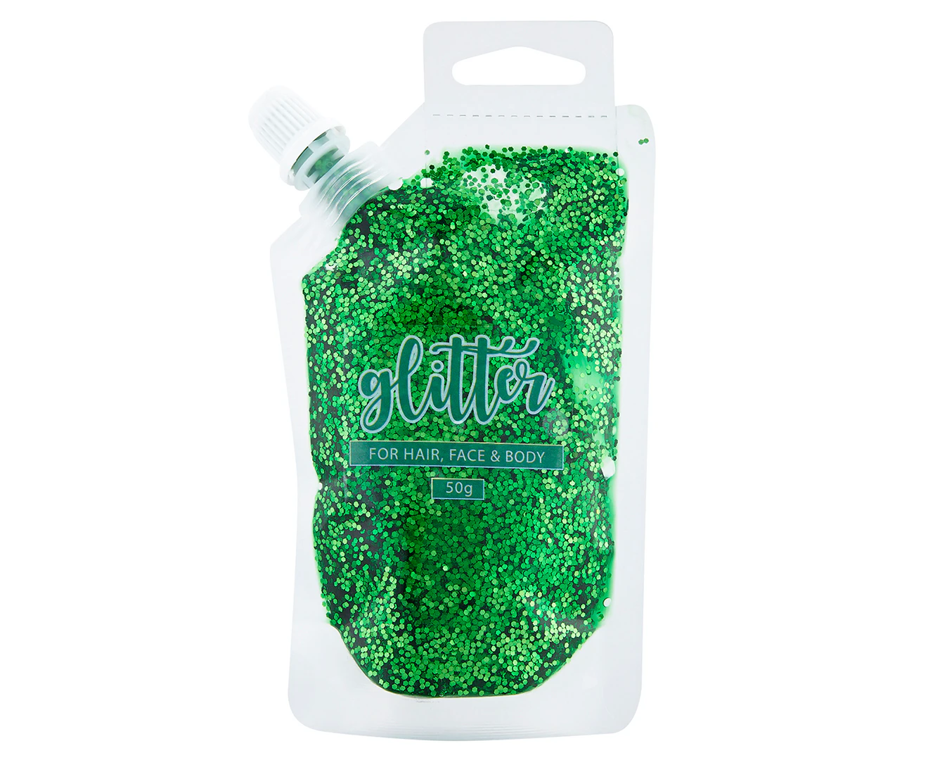 BYS Glitter Gel Pouch for Hair Body & Face 50g - Green