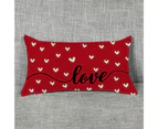 Pillow Sham Soft Touch Invisible Zipper Flax Heart Shape Printed Cushion Throw Cover Household Supplies-3#