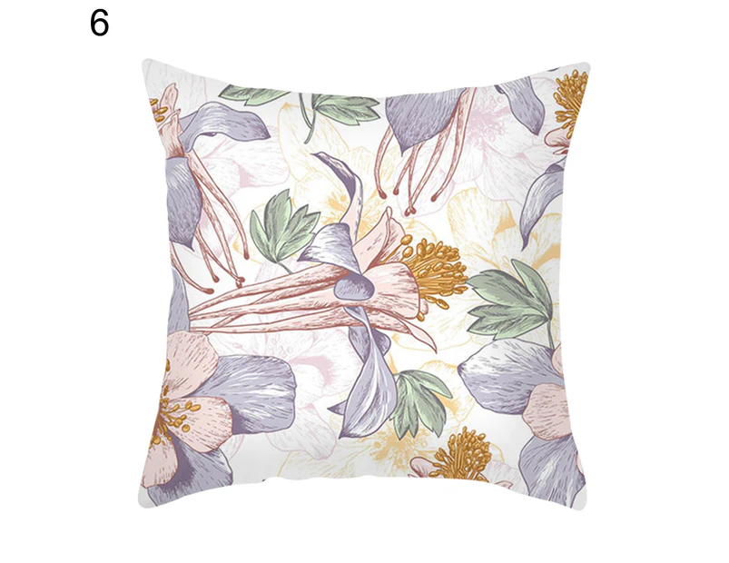 Pillow Slip Colorful Flowers Print Comfortable Polyester Decorative Throw Pillow Cushion Cover for Home-13#