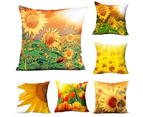 Fashion 3D Sunflower Pattern Cotton Linen Throw Pillow Car Sofa Cushion Cover-3#
