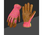 Women Gardener Planting Leather Work Gloves, Restoration Work, Protective Gardening Gloves - Pink