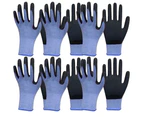 6 pairs of universal gardening gloves, labor protection non-slip work gloves - Blue