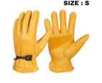 3 Pairs Leather Work Gloves Adjustable Wrist Leather Garden Gloves for Men and Women