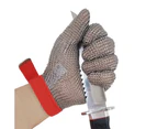 Cut Resistant Gloves - Ambidextrous, Food Grade, Stainless Steel Wire Metal Mesh Butcher Safety Level 5 Protection Safety Work Glove for Meat Cutting